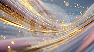 Flowing golden lines creating abstract bokeh background