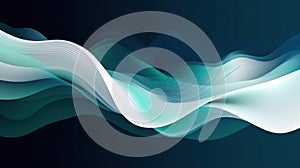 Flowing Innovation: This navy blue, white, and teal backdrop features smooth, flowing waves that represent the innovative and