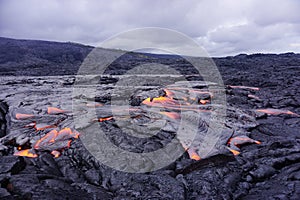 Flowing lava in Hawaii