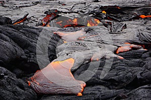 Flowing lava in Hawaii