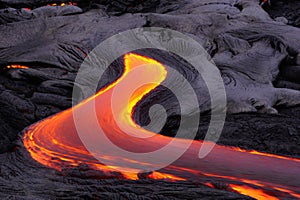 Flowing lava in Hawaii