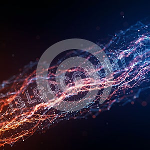 Flowing lines composed of interconnected digital nodes create a dynamic, network-