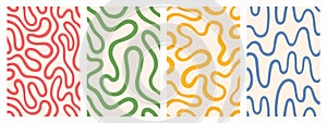 Flowing lines, fluid, curved, wiggling twisted wavy stripes rectangle vector backgrounds set