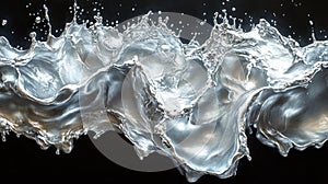 Flowing Metallic Silver Liquid Creating Fluid Patterns and Cascading Drips