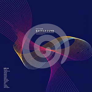 Flowing, multicolored gradient lines create a dynamic, abstract wave pattern against