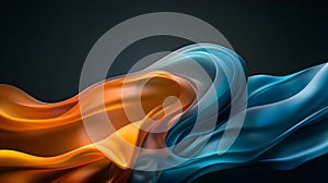 Flowing, multicolored waves of varying transparency create an abstract composition.