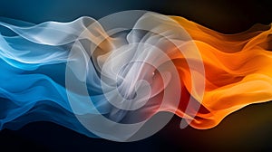 Flowing, multicolored waves of varying transparency create an abstract composition.