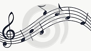 Flowing Musical Notes on Staff - Artistic Composition Vector Design Generative AI