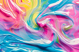 Flowing Neon Paint Pattern, Liquid Acrylic Flowing Texture Background, Fluid Colors Texture