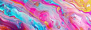 Flowing Neon Paint Pattern, Liquid Acrylic Flowing Texture Background, Fluid Colors Texture