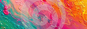 Flowing Neon Paint Pattern, Liquid Acrylic Flowing Texture Background, Fluid Colors Texture