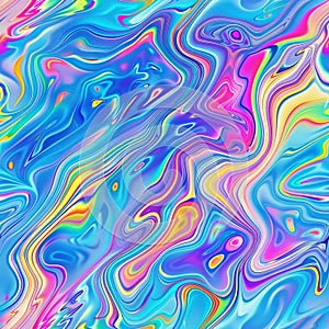 Flowing Neon Paint Seamless Pattern, Liquid Acrylic Flowing Texture Background Tile, Fluid Colors