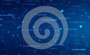 flowing number one and zero text in binary code format in technology background.