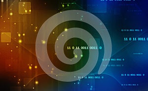 flowing number one and zero text in binary code format in technology background.
