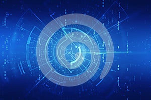 flowing number one and zero text in binary code format in technology background.