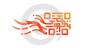 Flowing QR Code Digital Data Abstract, vector design Generative AI