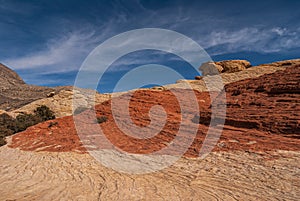 Flowing red and beige rocks, Red Rock Canyon, Nevada, USA