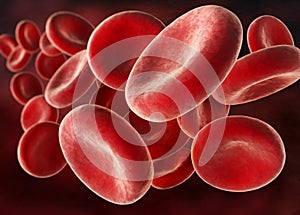 Flowing red blood cells - Erythrocyte 3D illustration photo