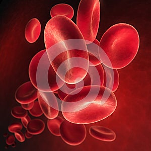 Flowing red blood cells - Erythrozyt 3D illustration