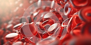 Flowing red blood cells in vein, erythrocyte, health care concept. ed blood Generative AI