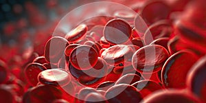 Flowing red blood cells in vein, erythrocyte, health care concept. ed blood Generative AI