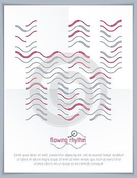 Flowing rhythm, abstract wave lines vector background for use as