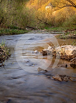 flowing river along a beautiful canyon