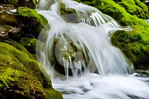 Flowing river or waterfall. Generative AI