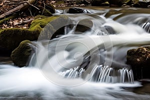 Flowing river or waterfall. Generative AI