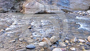 Flowing River at Zion National Park Utah Panning Shot