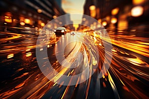 Flowing road with blurred motion, visually conveying rapid speed and efficient transfer photo