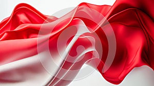 Flowing Silk or Satin Fabric Background In White And Red Color