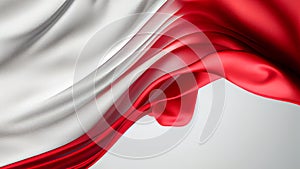 Flowing Silk or Satin Fabric Background In White And Red Color