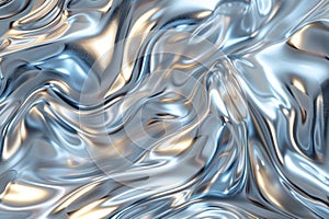 Flowing silver fabric texture with a lustrous satin finish