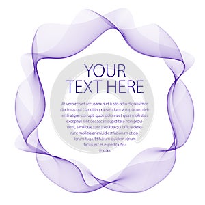 Flowing smooth linear frame in a shape of circle. Vector abstract artistic beautiful background with copy space for text.