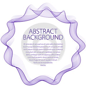Flowing smooth linear frame in a shape of circle. Vector abstract artistic beautiful background with copy space for text.
