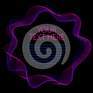 Flowing smooth linear frame in a shape of circle. Vector abstract artistic beautiful background with copy space for text.