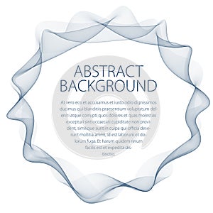 Flowing smooth linear frame in a shape of circle. Vector abstract artistic beautiful background with copy space for text.