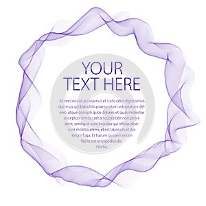 Flowing smooth linear frame in a shape of circle. Vector abstract artistic beautiful background with copy space for text.