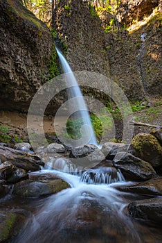 Flowing stream below Upper Horsetail Falls in Oregon