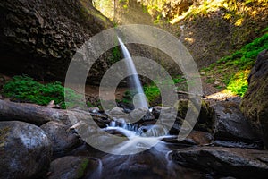 Flowing stream below Upper Horsetail Falls in Oregon