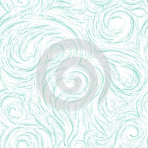 Flowing vector seamless pattern of splashes or brush strokes in the form of spirals of loops and curls. Wood or marble