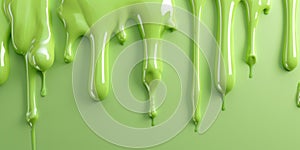 Flowing Volumes: Vibrant Green Liquids on a Green Wall