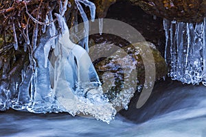 Flowing water and ice background