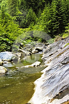 Flowing water of a mountain river