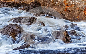 Flowing Water over Rocks in Stream