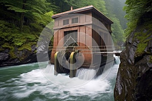 flowing water powering a micro-hydro generator
