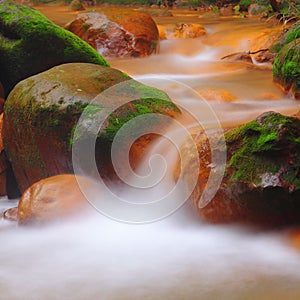 Flowing water in the river