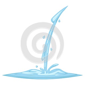 Flowing Water Splash Drop Wave Retro Vintage Cartoon Icon Vine Design Vector Illustration