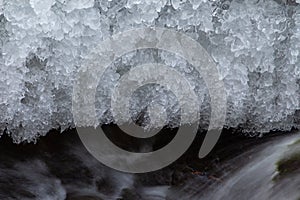 Flowing water under melting ice, concept of global warming